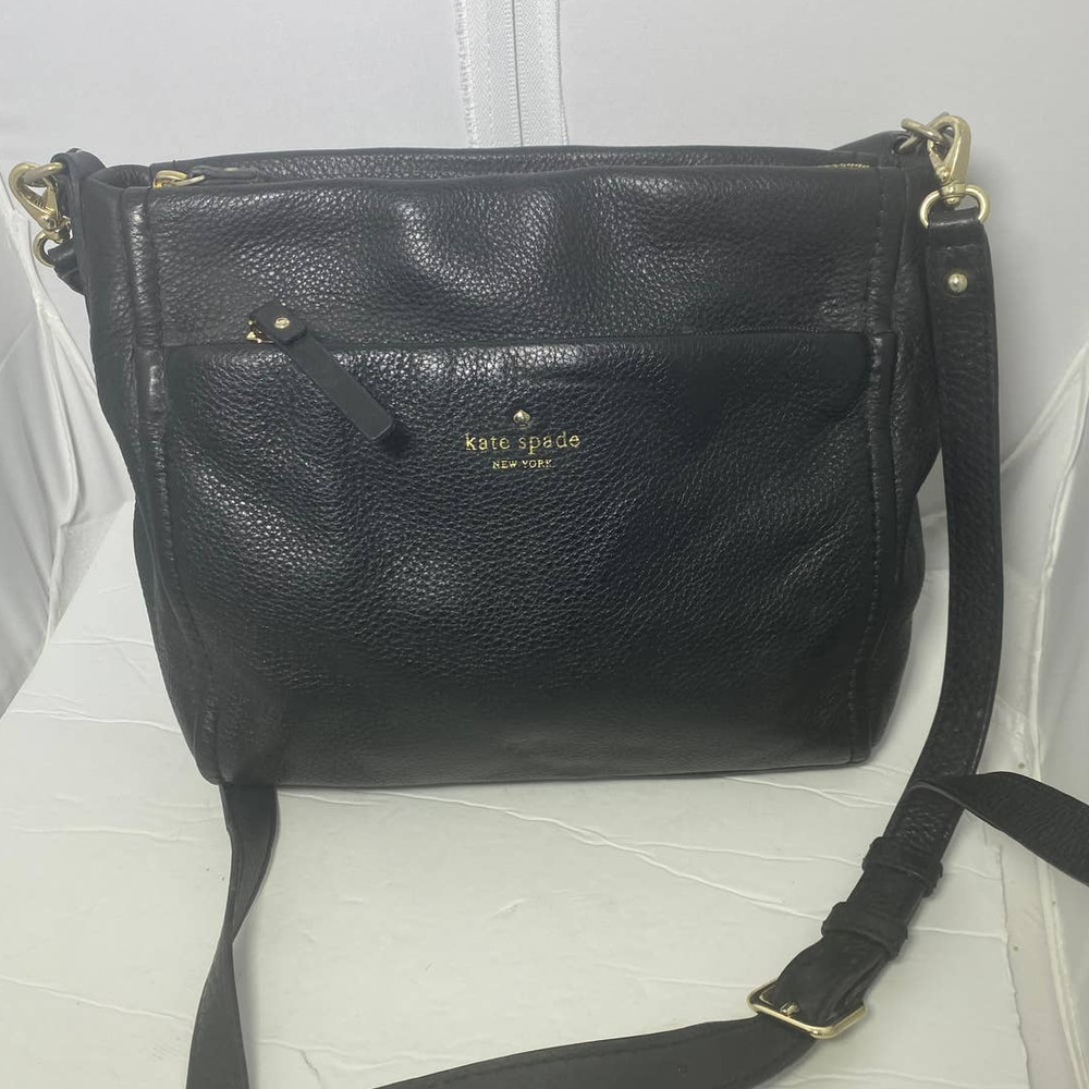 Kate Spade black leather crossbody shoulder bag